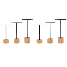 6Pcs T Bar Earring Display Stand with Wooden Base Jewelry Holders Hanging Jewelry Organizer for Photography Props A