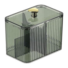 Cotton Swabs Dispenser 3 Grids Cotton Swabs Holder with Clear Lid Cosmetic Simple Type Cotton Pad Holder Storage Box,A