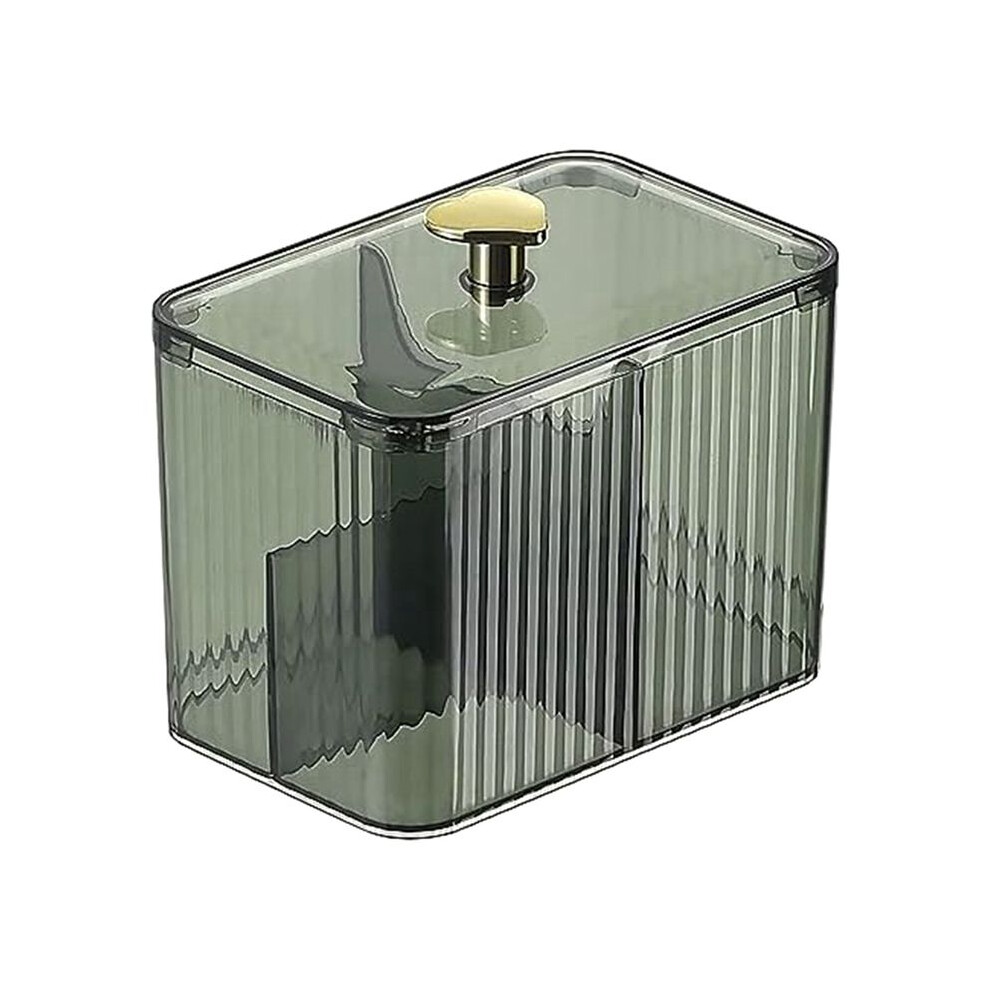 Cotton Swabs Dispenser 3 Grids Cotton Swabs Holder with Clear Lid Cosmetic Simple Type Cotton Pad Holder Storage Box,A