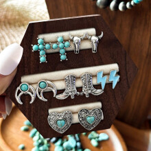 (01) Bohemian Turquoise Earrings Set