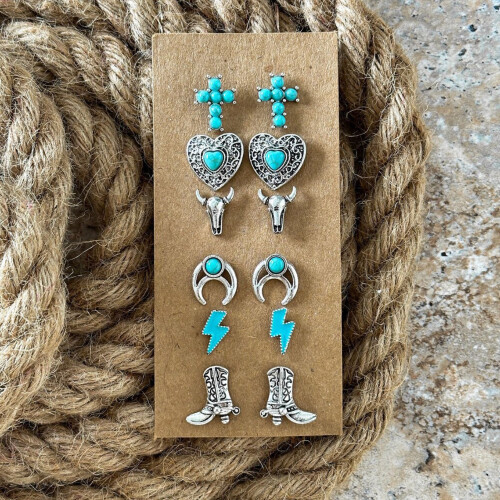 (01) Bohemian Turquoise Earrings Set 2