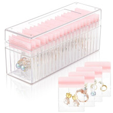 Schmuckschatulle Aus Acryl, Transparenter Schmuck-Organizer mit 20 Tragbaren, Antioxidativen PVC-Reißverschlusstaschen, Reise-Schmucketui