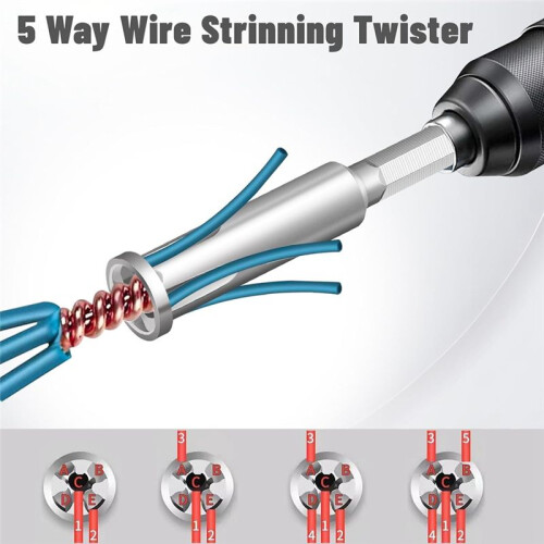 4Pcs Wire Twister Tool for Drill,Wire Nut Twister Wire Stripper Tool Connector Driver,Cable Quick Stripping Tools