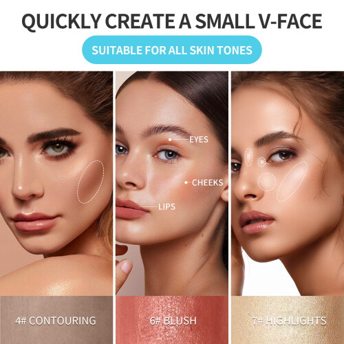 QIC 3-Color Shimmer Stick Set - Multi-Use Highlighter, Blush & Eyeshadow Stick for Face 2