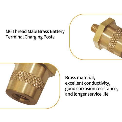 M6 Brass Battery Terminal Post 10x6x2cm Yellow 1