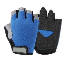 (Blue, L) Cycling Anti-Slip Half Finger Gloves