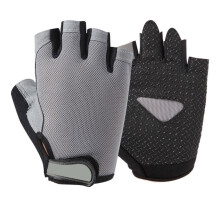 (Gray, L) Cycling Anti-Slip Half Finger Gloves
