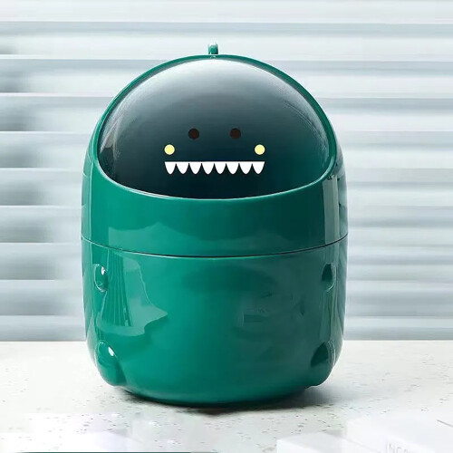 Desktop Trash Can Plastic with Lid - Mini, Green 2
