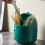 Desktop Trash Can S Green Plastic with Lid Mini 8