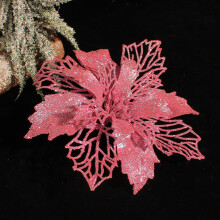 (Pink) Glitter Christmas Flowers for Party Decor
