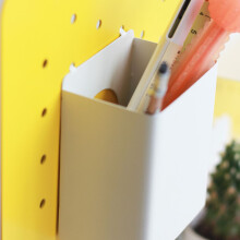 Large Ivory White Metal Peg Board Storage Bins – 85x70mm, Nail-Free