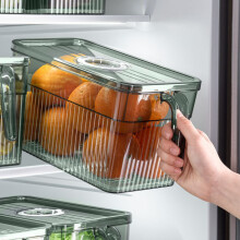 (Green, S) Clear Plastic Fridge Bins for Veggies & Meat (50 chars)