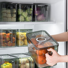 (Green, L) Clear Plastic Fridge Bins for Veggies & Meat (50 chars)