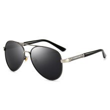 (Gun silver frame black gray piece) Men\'s Metal Frame Sun Glasses for Streetwear