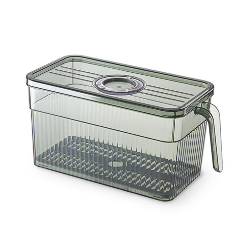 (Green, S) Clear Plastic Fridge Organizer for Veggies & Meat 2