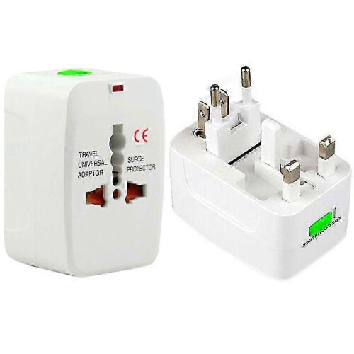 Universele stekkeradapter voor reizen (EU, VS, AU) (wit) 1