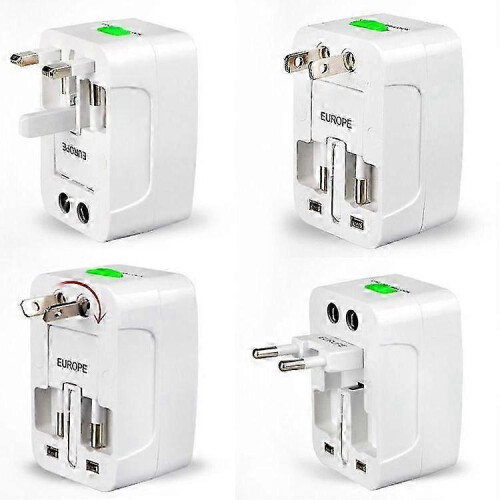 Universele stekkeradapter voor reizen (EU, VS, AU) (wit) 2