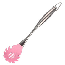 Cucchiaio per spaghetti con manico in acciaio inossidabile e scanalature in silicone, scolapasta antiaderente, utensile da cucina per c