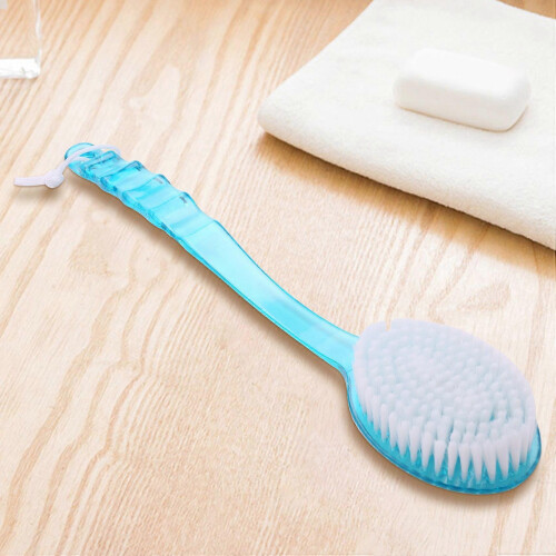Long Handled Plastic Body Bath Shower Back Brush Skin Cleaning Blue 1