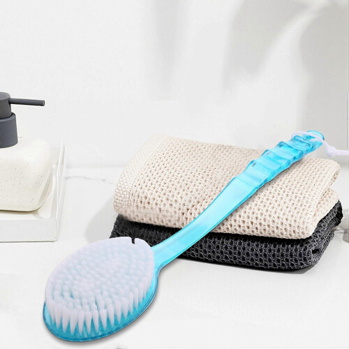 Long Handled Plastic Body Bath Shower Back Brush Skin Cleaning Blue 2