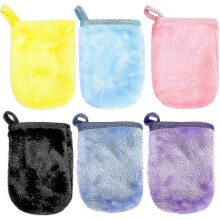 6 Pieces Of Flannel Makeup Remover Gloves, Cleansing Finger Covers, Reusable Towels, Looped Shower Gloves, Soft Washing Gloves (9 * 13cm) 25