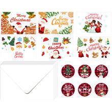 (Christmas card - A4 model (6 cards, 6 envelopes, 6) 6pcs Festive Christmas Cards w/ Envelopes