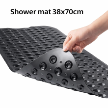 (Black 38x70cm) Shower Mat- Extra Large Anti Slip Bath Tub Mat with Strong Suction Grip