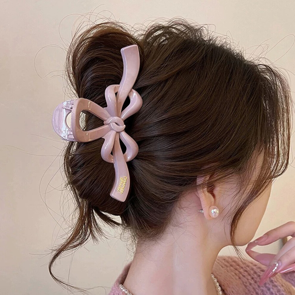 Bright-Home (6) Elegant Bowknot Hair Claw Clip Large Bow Barrettes Hair Claw For Thick Thin Long Short Curly Hair