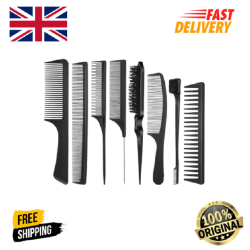 8pcs Hair Brush & Comb Set Teasing Rat Tail Kit