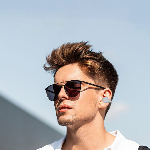 White Open-Ear Ear Clip BT Earbuds Power Display