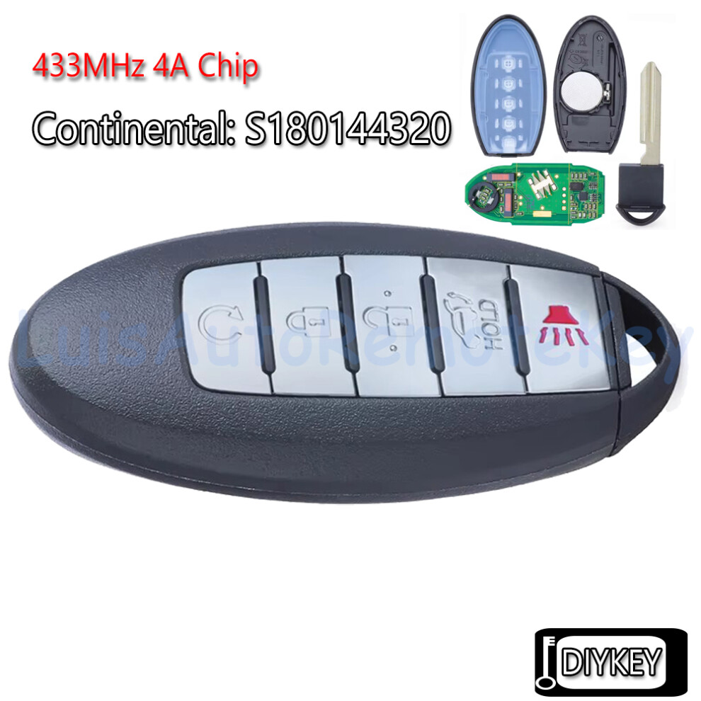5 Buttons Smart Remote Car Key Fob 433Mhz 4A Chip For Infiniti Qx60 2016 2017 2018 Continental: S180144320 Fcc Id: Kr5s180144014 6935161646931