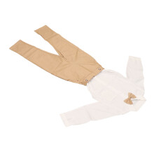 Jungen 2-teiliges Baumwoll-Overall-Set mit Schleife, Stehkragen, Khaki, 120cm