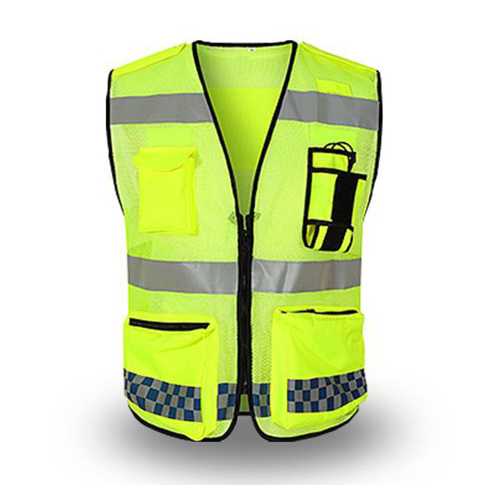 Reflective Safety Vest With Pockets, Zipper, High Visibility, Orange/Yellow, L/Xl/Xxl 8781388116683