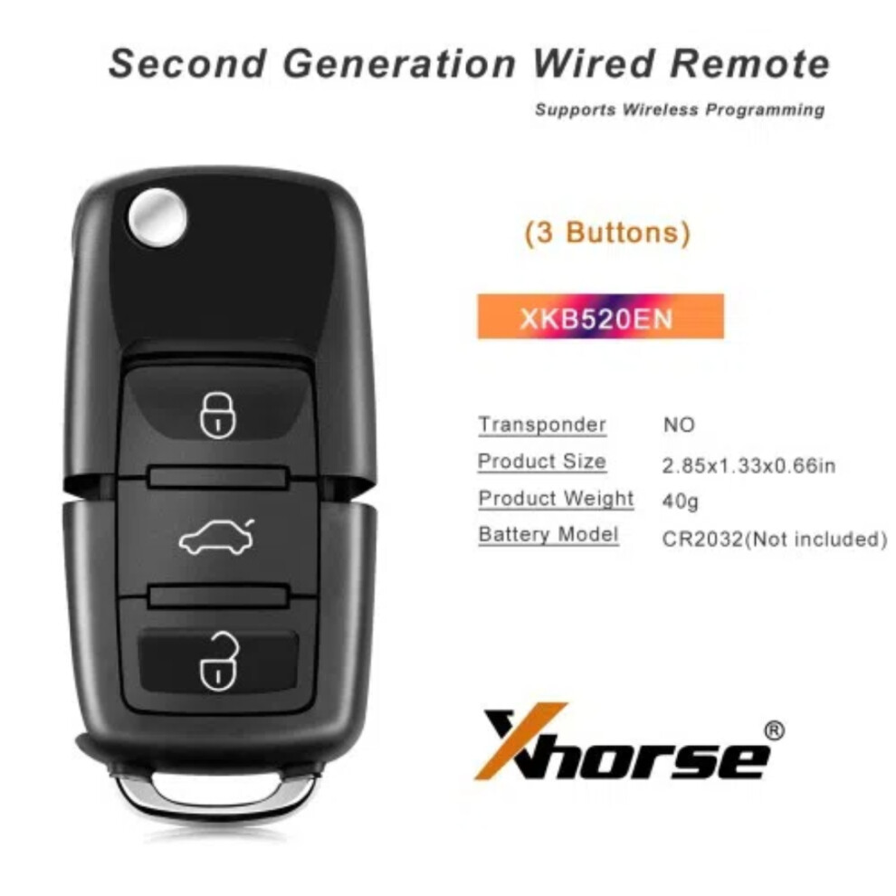2025 Xkb520en Second Generation Wire Remote Key Vw B5 Flip 3 Buttons Supports Wireless Programming Smart Key 6935161638318
