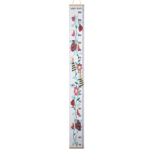 (Bee Flower, 20*200cm) Kids Growth Chart Wood Frame Canvas Height Measurement Ruler from Baby to Adult for Child\'s Room Decoration