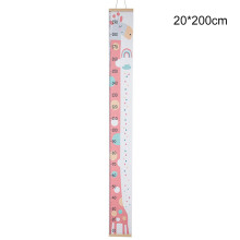(Pink Giraffe, 20*200cm) Kids Wood Growth Chart Ruler for Room Decor