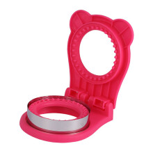 Round Stainless Steel Sandwich Cutter with Hand Protection, Rose Red
