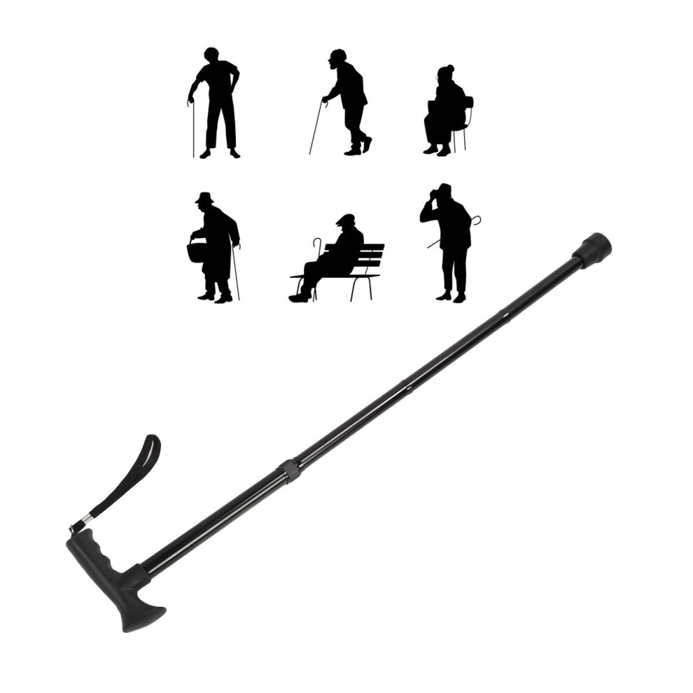 Lightweight Aluminum Folding Walking Cane with T Handle & Wrist Strap