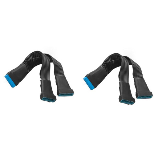2X Placa-MãE USB 3.0 19PIN Header 1To2 Extension Splitter Cable 19Pin 20Pin Extension Header Adapter Cable Cable 15cm