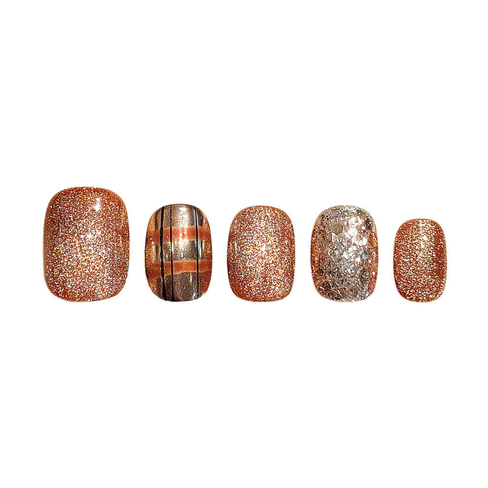Penghui-Toys (M) Autumn Winter Short Press On Nails Chip-Proof Smudge-Proof Fake Nails For Women And Girl Nail Salon