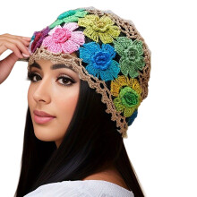 (Khaki) Women\'s Crochet Knit Hat Spring Autumn Lace Up Hollow Yarn Cap for Ladies Lightweight Warm Beanie
