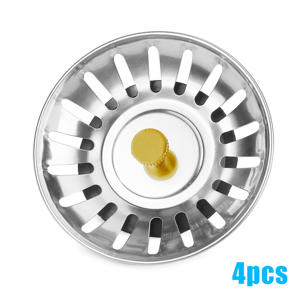(4Pcs) Stainless Steel Sink Strainer Plug & Drain Filter 6424024567754