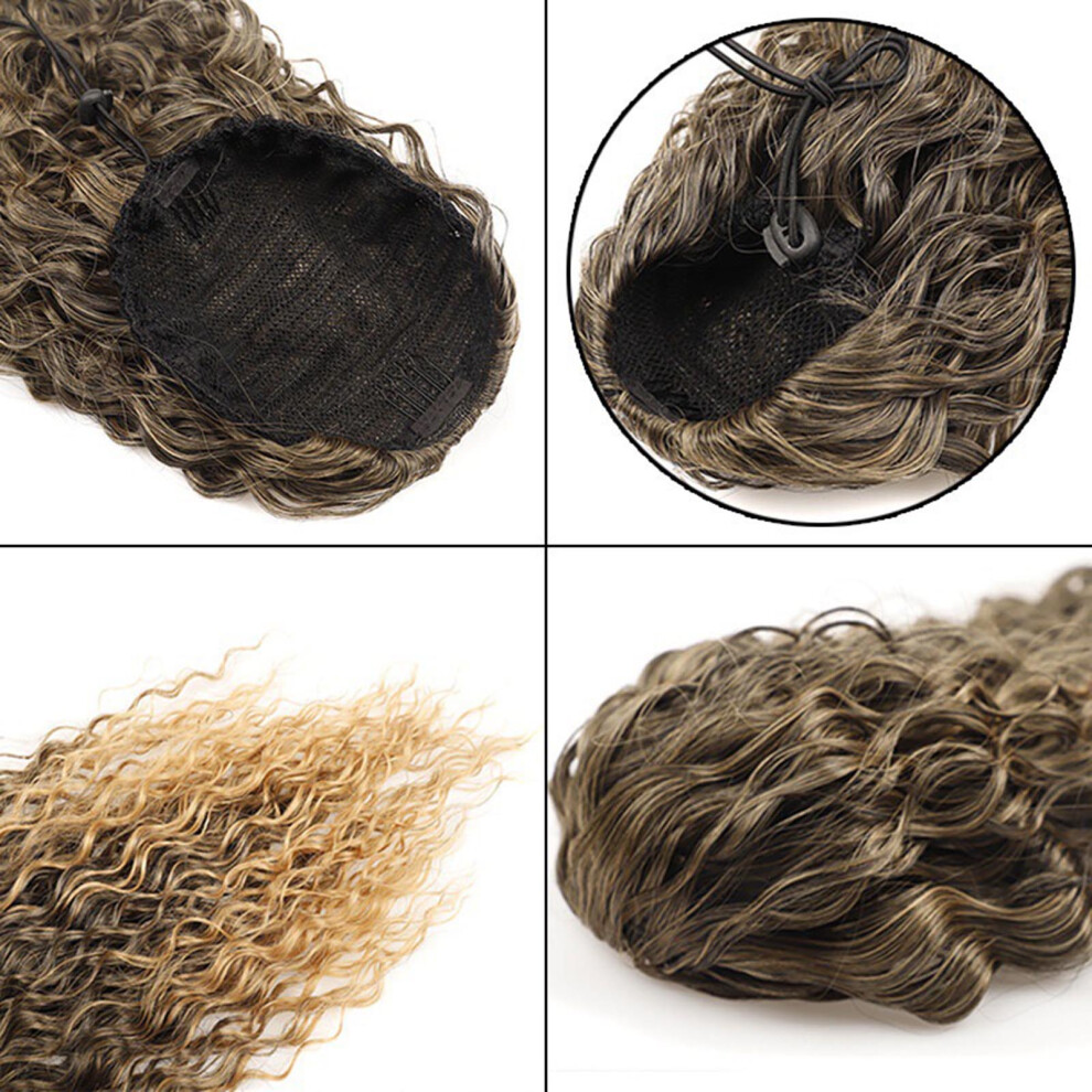 Penghui-Toys (1Bt27#) Wig Female European And American Wig Ponytail Net Pocket Drawstring Deep Curly Ponytail Instant Noodles Curly Ponytail