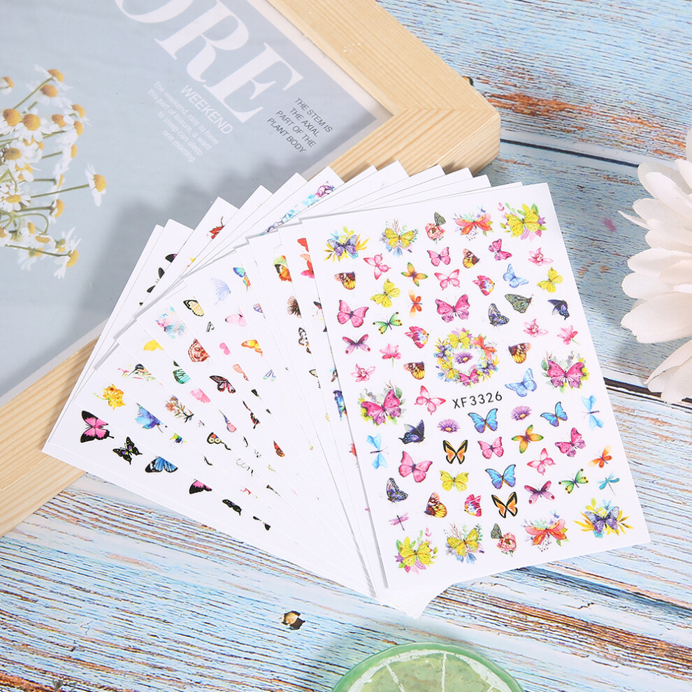 13pcs Self Adhesive Nail Art Stickers DIY Manicure Decals Paper Accessories