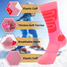 Chaussettes de ski épaisses pour enfants, chaussettes thermiques chaudes pour garçons et filles, taille 10-12