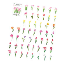 100PCS Floral PET Stickers - Tulip Sea Series