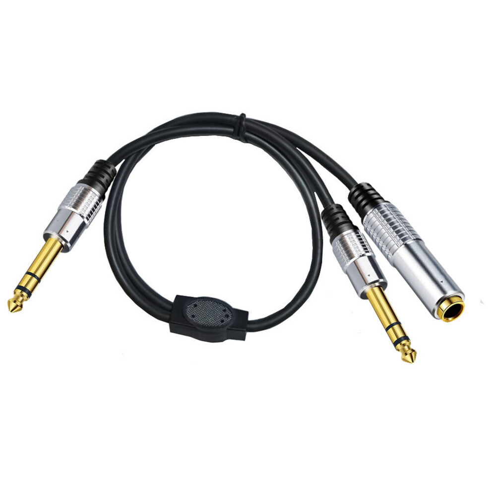 Stereo 6.35Mm Splitter Female To Dual Male Plated 1.6Ft Cable Gold 7671388121699