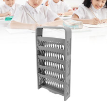 Großes 5-stöckiges graues Bücherregal mit Schreibtisch-Organizer, langlebig 70,6x37x10 cm