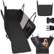 Tapete para Cão de Carro à Prova de Água com Fundo Antiderrapante, Protetor do Banco Traseiro com Rede de Segurança e Lados com Fecho Zipper