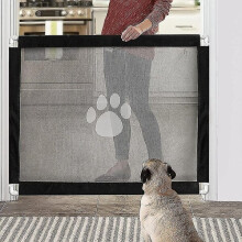 Cancelletto di sicurezza per animali domestici per corridoi e cucine, 100 x 80 cm, modello in rete pieghevole e bloccabile.